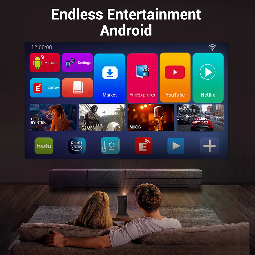 BYINTEK P70 4K Smart DLP Mini Projector with WiFi, Bluetooth & Built-in Battery