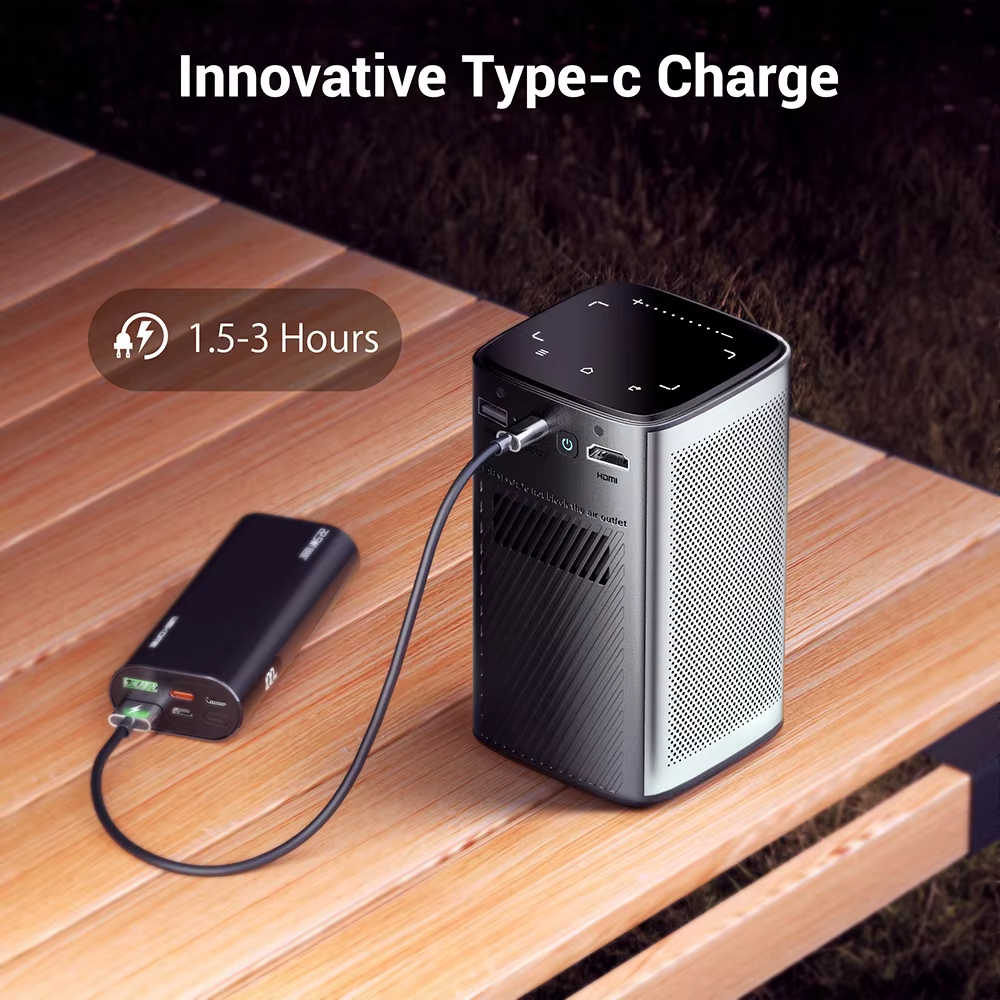 BYINTEK P70 4K Smart DLP Mini Projector with WiFi, Bluetooth & Built-in Battery