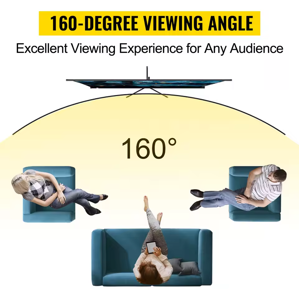 SucceBuy Portable Projector Screen with Stand 16:9 HD 4K 1080P – 150 Inch Indoor Outdoor Home Theater